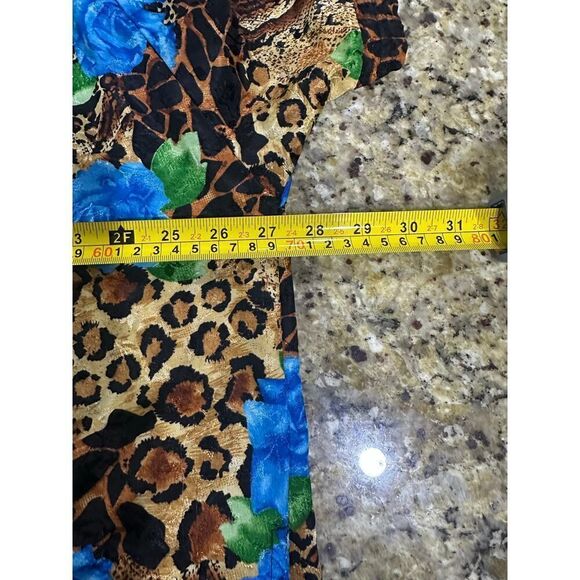 VTG Simply Basic BOHO Cottagecore Floral Animal Print Kaftan Mumu 1/2 Zip Robe - Picture 8 of 13